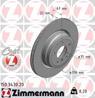 Zimmermann Rear Disc Brake Rotor - 34216855004
