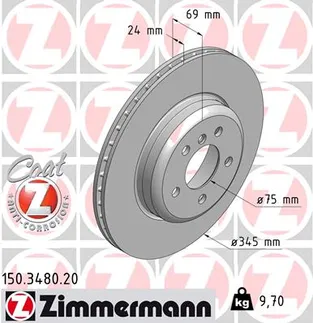 Zimmermann Rear Disc Brake Rotor - 34206894381