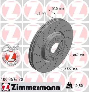 Zimmermann Front Disc Brake Rotor - 000421181207