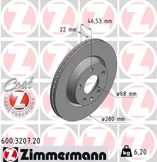 Zimmermann Front Disc Brake Rotor - 8E0615301P