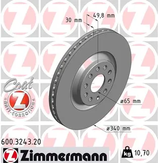 Zimmermann Front Disc Brake Rotor - 5QN615301A