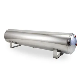 Air Lift 4 Gal Alum Tank - (2) 1/4in (2) 3/8in End & 1/4in Drain - Polished - 12955