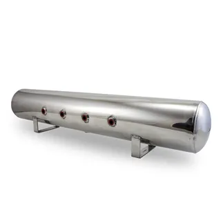 Air Lift 5 Gal Alum Tank - (4) 3/8in Face Ports & 1/4in Drain Port - Polished - 12956