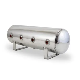 Air Lift 2.5 Gal Alum Air Tank - (4) 1/4in Face Ports & 1/4in Drain Port - Polished