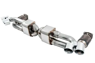 AWE Exhaust and High-Flow Cats for Porsche 991.2 Turbo - Chrome Silver Quad Tips