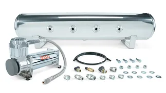 Air Lift 4 Gal. 7-Port Tank w/ Viair 444c Chrome Compressor (W/Fittings & Hardware)