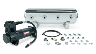 Air Lift 2.5 Gal. Polished Tank w/ Viair 444b Blk Compressor (W/Fittings & Hardware)