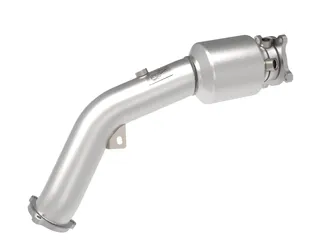 aFe Twisted Steel Down Pipe 3 IN 304 SS w/ Cat For Audi - 48-36410-YC