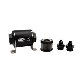 DeatschWerks SS 6AN 10 Micron Universal Inline Fuel Filter Housing Kit (70mm)