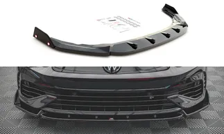 Maxton Design Front Splitter + Flaps For VW MK8 Golf R - Gloss Black (V2)