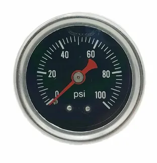 OBP Black Face Fuel Pressure Gauge With Red Needle, 1/8" Npt Rear Mount 0-100 Psi