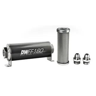 DeatschWerks SS 8AN 5 Micron Universal Inline Fuel Filter Housing Kit (160mm)