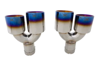 XForce 4in Staggered Double-Wall Angled Quad Tips For VW MK7/MK7.5 Golf R -Burnt Blue