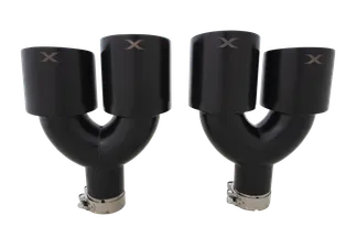 XForce 4in Staggered Double-Wall Angled Quad Tips For VW MK7/MK7.5 Golf R - Black