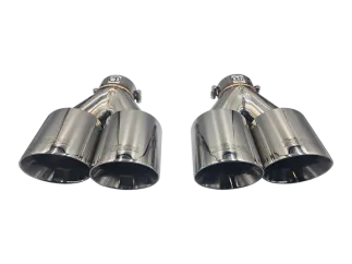 XForce Twin 4" Round Angle Cut Dual Wall Tips 3" Inlet