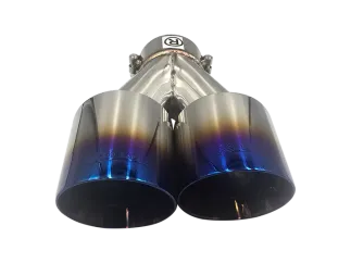 XForce Twin Blue 4" Round Angle Cut Dual Wall Tip 3" Inlet LHS