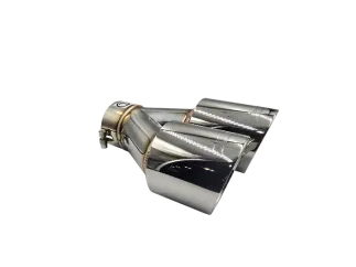 XForce Twin 4" Round Angle Cut Dual Wall Tip 2.5" Inlet LHS