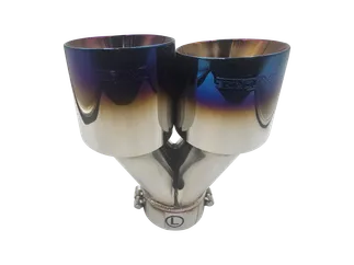 XForce Twin Blue 4" Round Angle Cut Dual Wall Tip 3" Inlet RHS