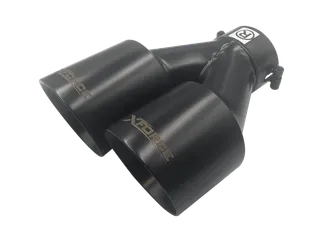 XForce Twin Black 4" Round Angle Cut Dual Wall Tip 3" Inlet RHS