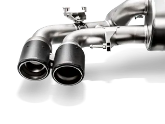 Akrapovic Evolution Left Side Tail Pipe Set For F90 BMW M5 - Carbon w/Red/White Logo