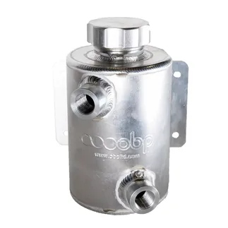 OBP Universal 1 Litre Alum. Pwr Steering Tank W/Pipe - 2X JIC 8 Female Fittings- Blk