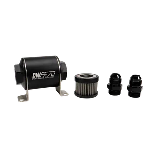 DeatschWerks SS 10AN 100 Micron Universal Inline Fuel Filter Housing Kit (70mm)