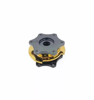 OBP Quick Release Steering Wheel Round Hub - Gunmetal Grey W/Yellow Lever D Lock