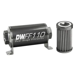 DeatschWerks SS 8AN 40 Micron Universal Inline Fuel Filter Housing Kit (110mm)