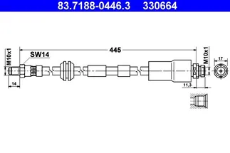 ATE Front Brake Hydraulic Hose - C2S46536