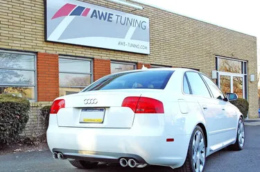 AWE Tuning Track Edition Quad Tip Exhaust - Diamond Black Tips For Audi B7  A4 3.2L - 3040-43010 - 75008448 - USP Motorsport